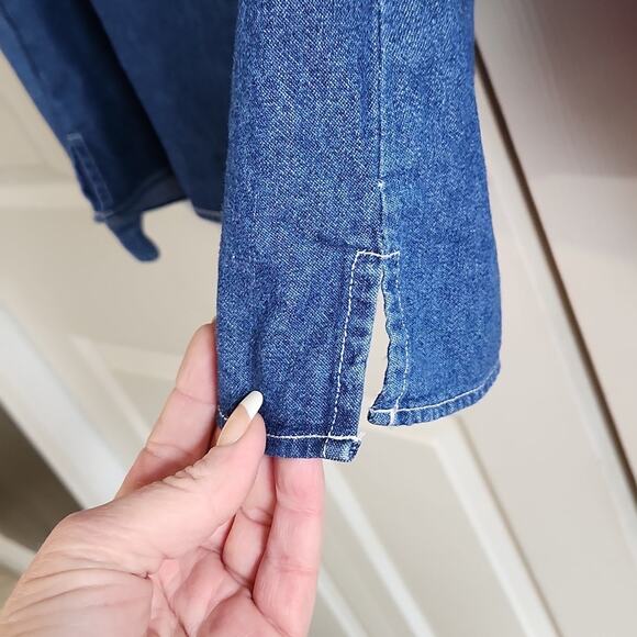 Cabin Creek Womens Denim Button Front Shirt Size PL Embroidered Farm Pumpkin - Picture 4 of 11